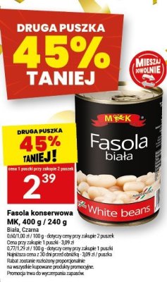 Fasola konserwowa biała MK, 400 g / 240 g promocja w Twój Market