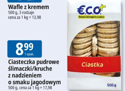 Ciasteczka kruche z nadzieniem o smaku jagodowym ECO+ promocja w Leclerc