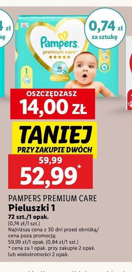 Pieluszki dla dzieci 1 Pampers premium care promocja