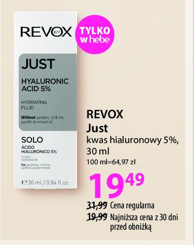 Serum kwas hialuronowy 5% REVOX JUST promocja