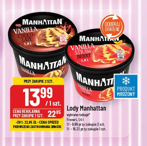 Lody Manhattan strawberry & vanilla promocja w POLOmarket