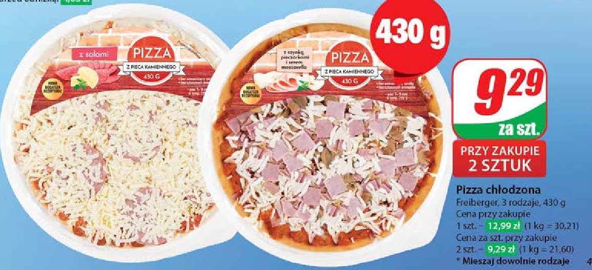 Pizza z szynką i pieczarkami FREIBERGER promocja w Dino