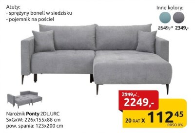 Narożnik Ponty 2DL/JRC promocja w Black Red White