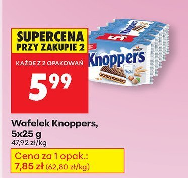 Wafelek Knoppers, 5x25 g promocja w Biedronka