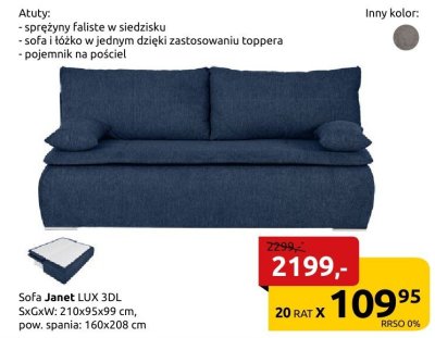 Sofa Janet LUX 3DL promocja w Black Red White