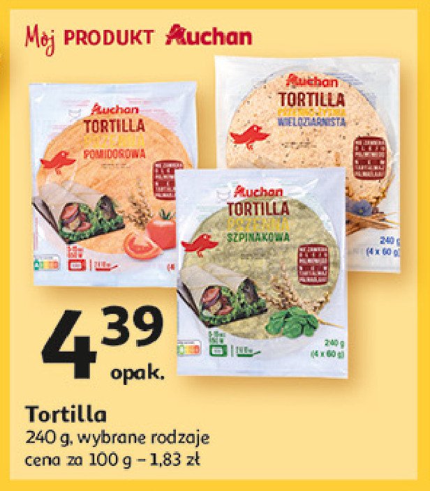 Tortilla szpinakowa Auchan promocja