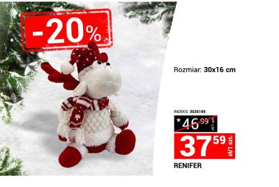 Renifer dekoracyjny 30x16 cm promocja w Merkury Market