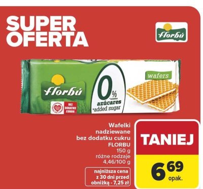 Wafelki nadziewane bez dodatku cukru Florbu promocja w Carrefour