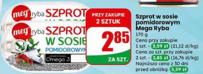 Szprot w sosie pomidorowym Mega Ryba promocja w Dino