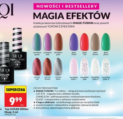 Top UV/LED Glitter Niuqi, 5 ml promocja w Biedronka
