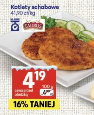 Kotlety schabowe Taurus promocja w Delikatesy Centrum
