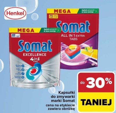 Kapsułki do zmywarki SOMAT różne rodzaje promocja w Carrefour
