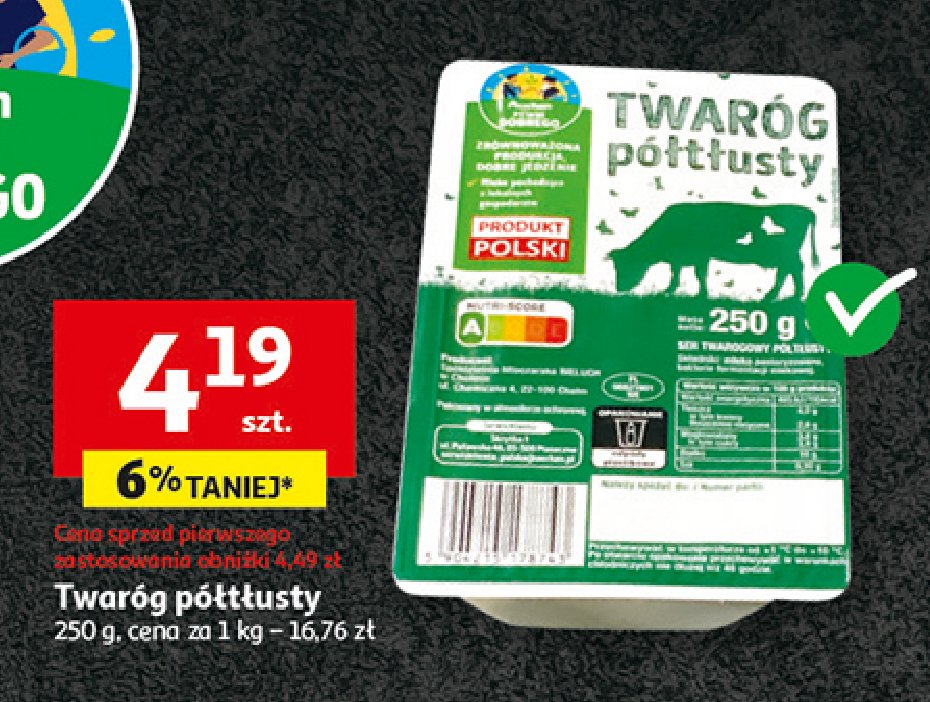 Twaróg połtłusty Auchan pewni dobrego promocja