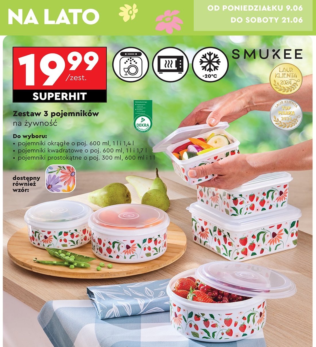 Zestaw pojemników okrągłych Smukee promocja w Biedronka