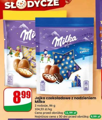 Jajka czekoladowe z nadzieniem 2 rodzaje Milka promocja w Dino