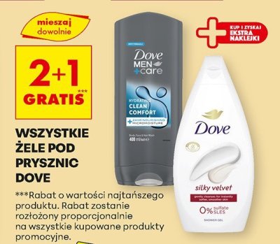 Wszystkie żele pod prysznic Dove 2+1 gratis promocja w Biedronka