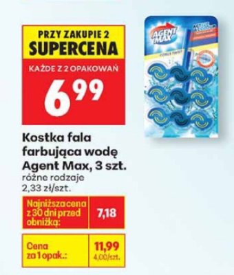 Kostka fala barwiąca wodę Agent Max, 3 szt. promocja w Biedronka