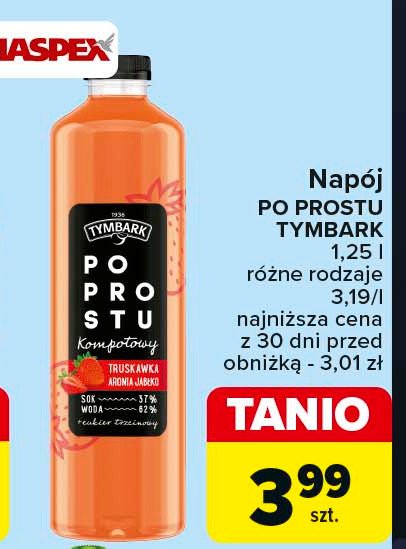 Napój truskawka-aronia-jabłko Tymbark po prostu promocja