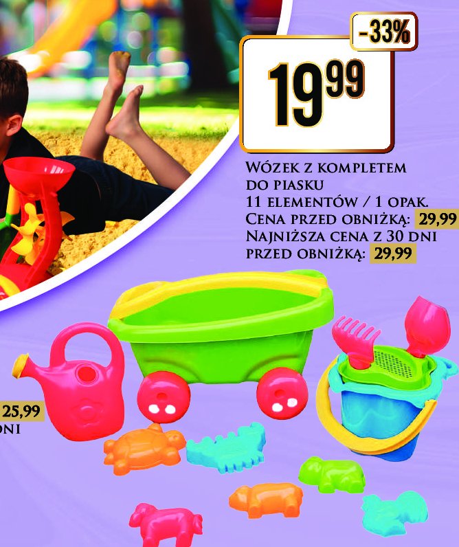 Wózek z kompletem do piasku promocja w Dino