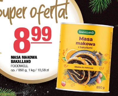 Masa makowa Bakalland Foodwell promocja w SPAR