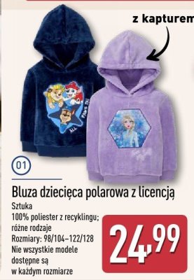 Bluza dziecięca polarowa z licencją promocja w Aldi