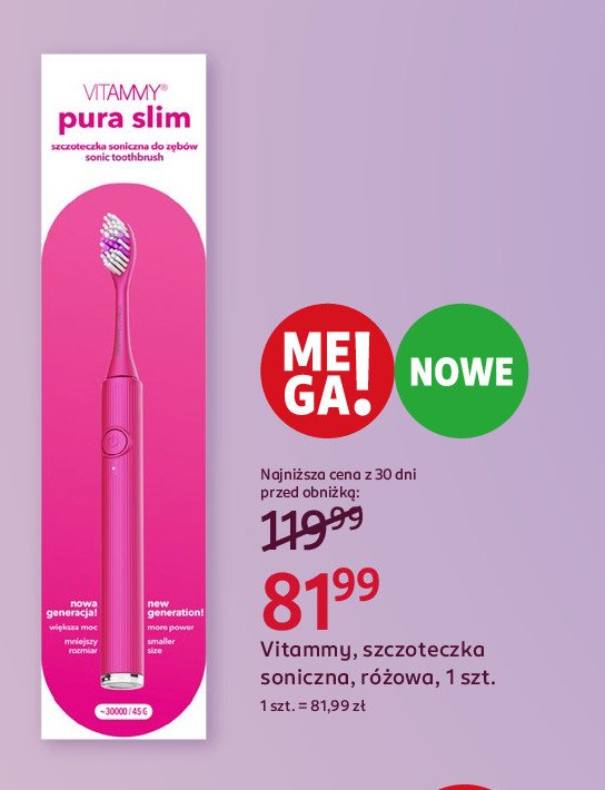 Szczoteczka soniczka harmony różowa Vitammy promocja w Rossmann