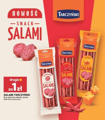 Salami Tarczyński wieprzowe, pikantne, serowe promocja w Stokrotka