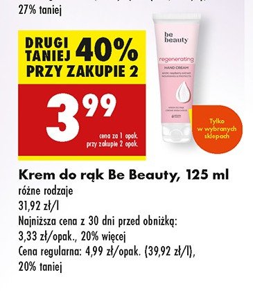 Krem do rąk regenerujący BE BEAUTY HANDS EXPERTIV Be beauty care promocja w Biedronka