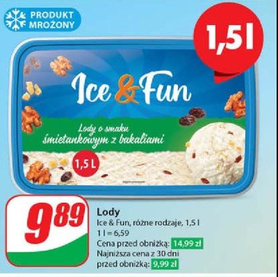 Lody śmietankowe z bakaliami Koral ice&fun promocja