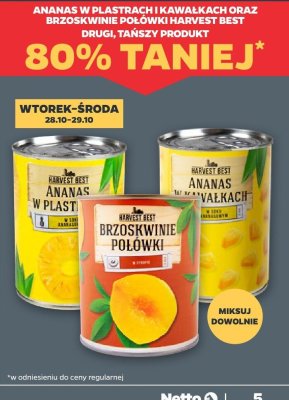 Ananas w kawałkach Harvest Best promocja w Netto