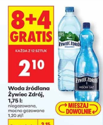 Woda źródlana 1,75l mocno gazowana promocja w Biedronka