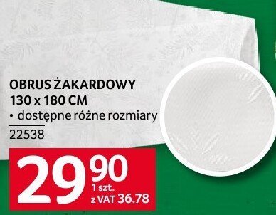 Obrus zakardowy 140 x 180 cm dostępne różne rozmiary promocja w Selgros