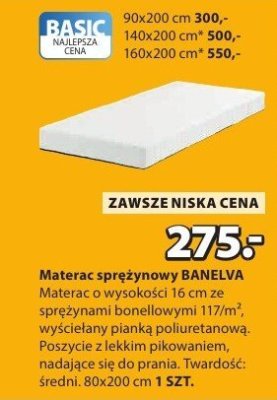 Materac sprężynowy BANELVA promocja w Jysk