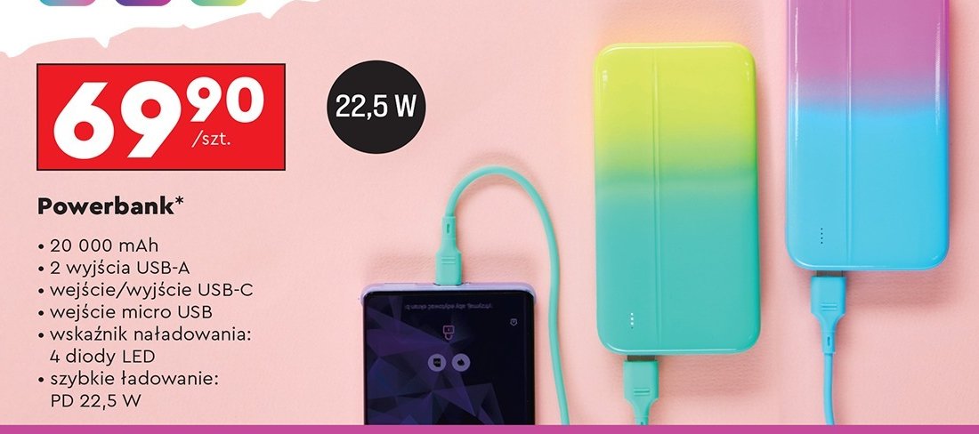 Powerbank 20000 mah czarny Setty promocja w Biedronka