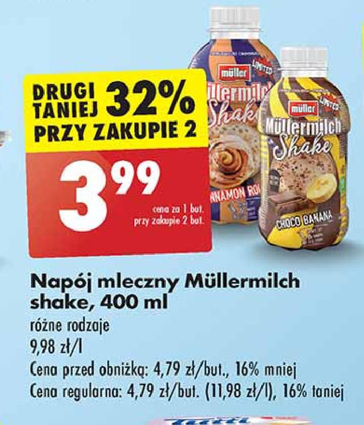 Napój mleczny cinnamon roll Mullermilch shake promocja