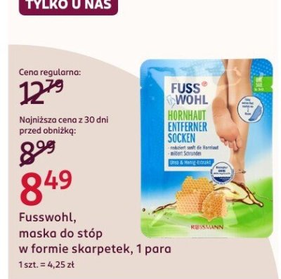 Maska do stóp w formie skarpetek, 1 para promocja w Rossmann