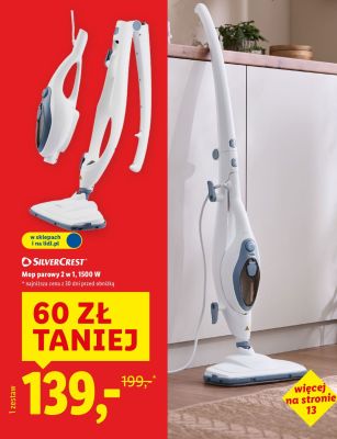 Mop parowy 2 w 1, 1500 W  promocja w Lidl