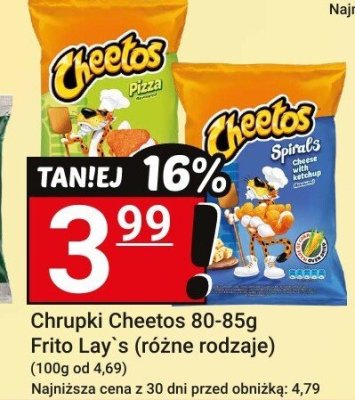 Chrupki Cheetos 80-85g Frito Lay's (różne rodzaje) promocja w Hitpol