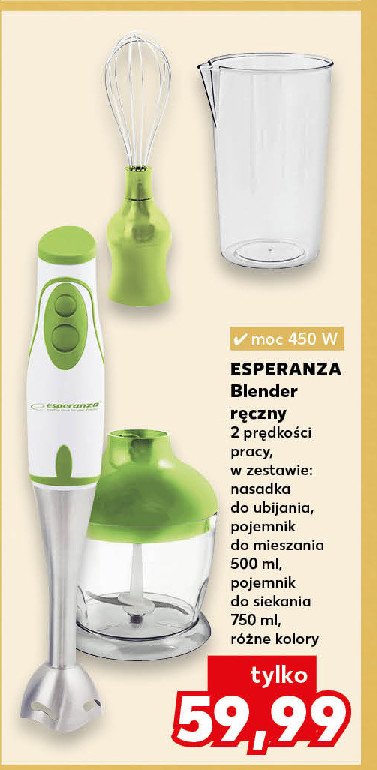 Blender pesto ekm003g zielony Esperanza promocja w Kaufland