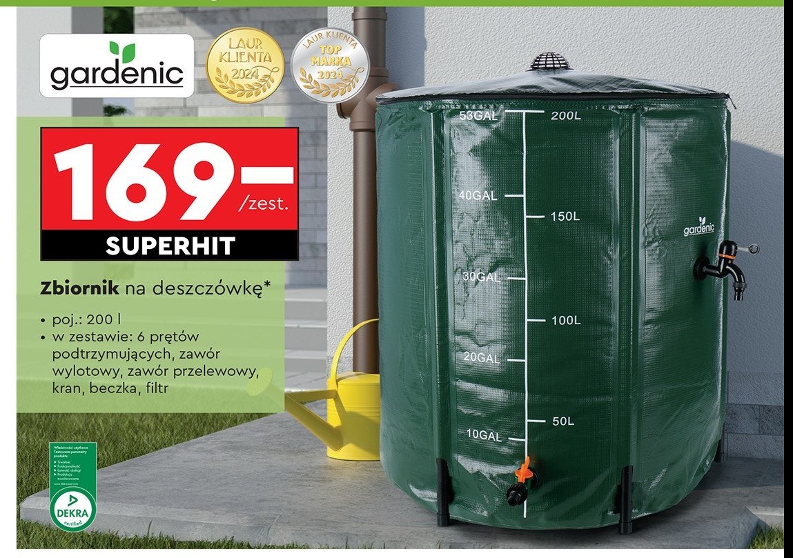 Zbiornik na deszcz贸wk臋 200 l Gardenic promocja