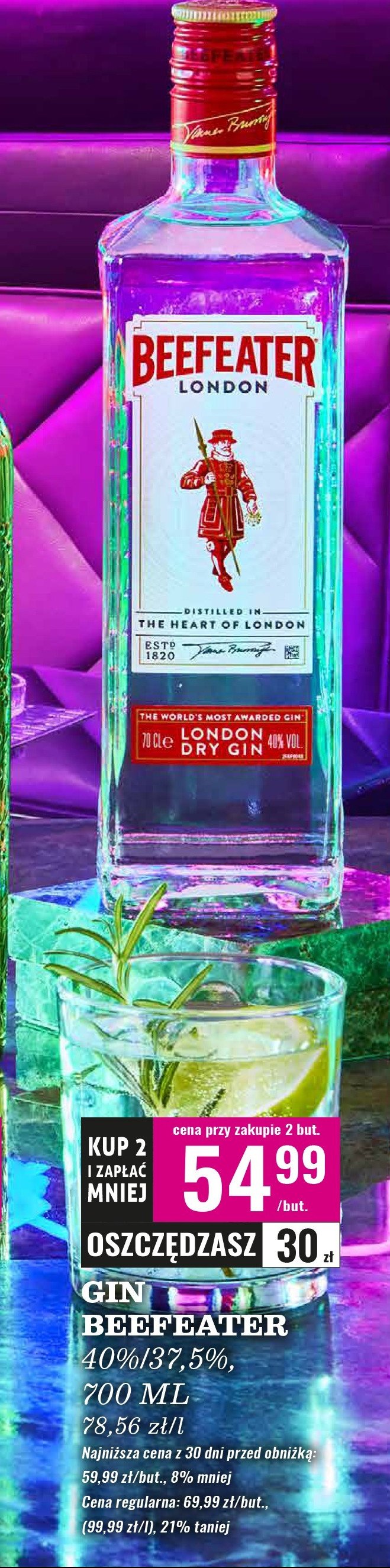 Gin Beefeater london dry promocja