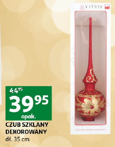 Czubek na choinkę szklany 35 cm Vitbis promocja w Leclerc