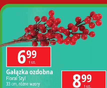 Gałązka ozdobna 33 cm Floral styl promocja w Leclerc