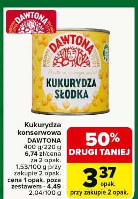 Kukurydza konserwowa DAWTONA promocja w Carrefour