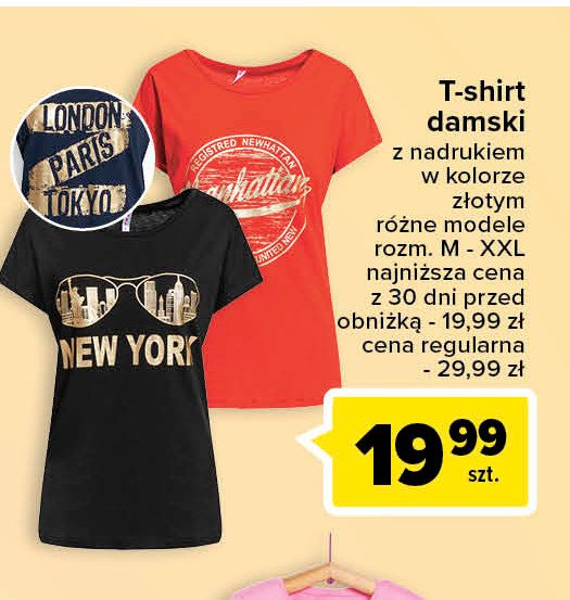 T-shirt damski z nadrukiem z艂otym rozm. m-xxl promocja