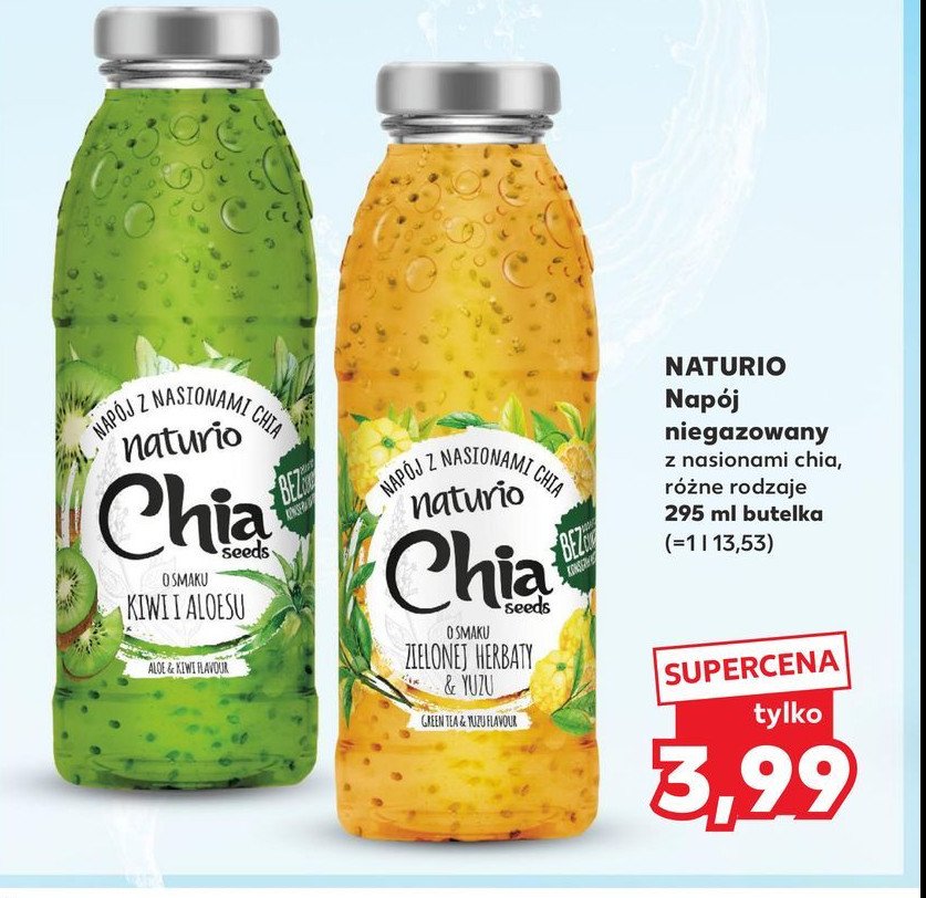 Napój zielona herbata i yuzu Naturio chia promocja w Kaufland