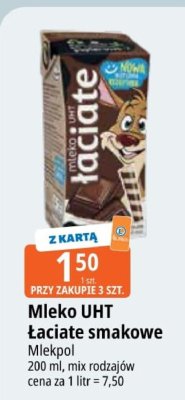 Mleko UHT Łaciate smakowe Mlekpol promocja w Leclerc