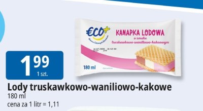 Lody truskawkowo-waniliowo-kakawe ECO+ promocja w Leclerc