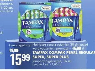 Tampony regular Tampax compak pearl promocja