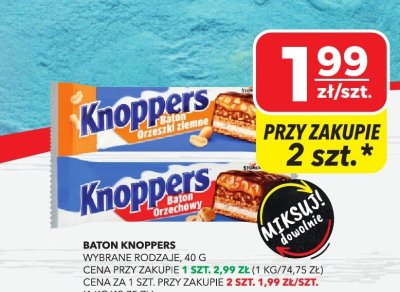 Baton Knoppers, wybrane rodzaje, 40 g promocja w Top Market